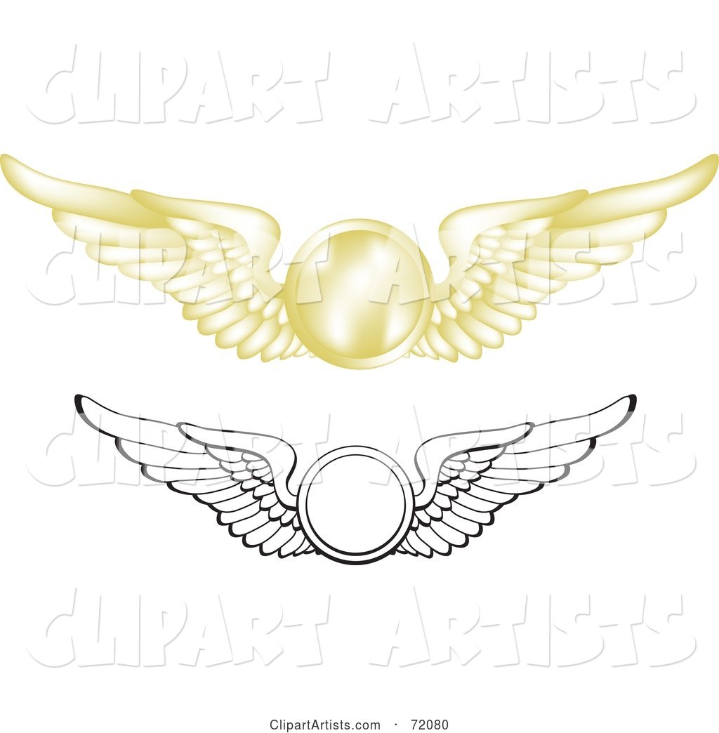 Digital Collage of Gold and Black and White Pilot Wings
