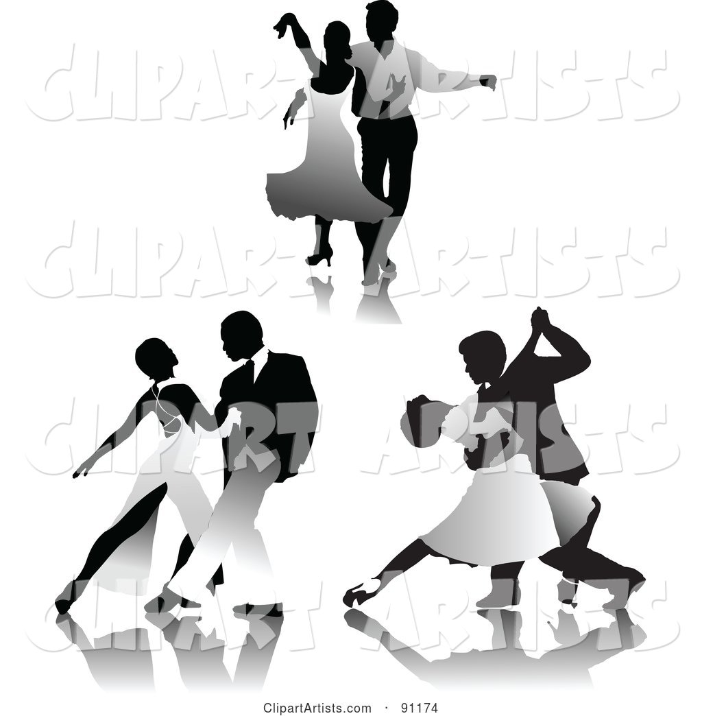 Digital Collage of Grayscale Romantic Couples Dancing
