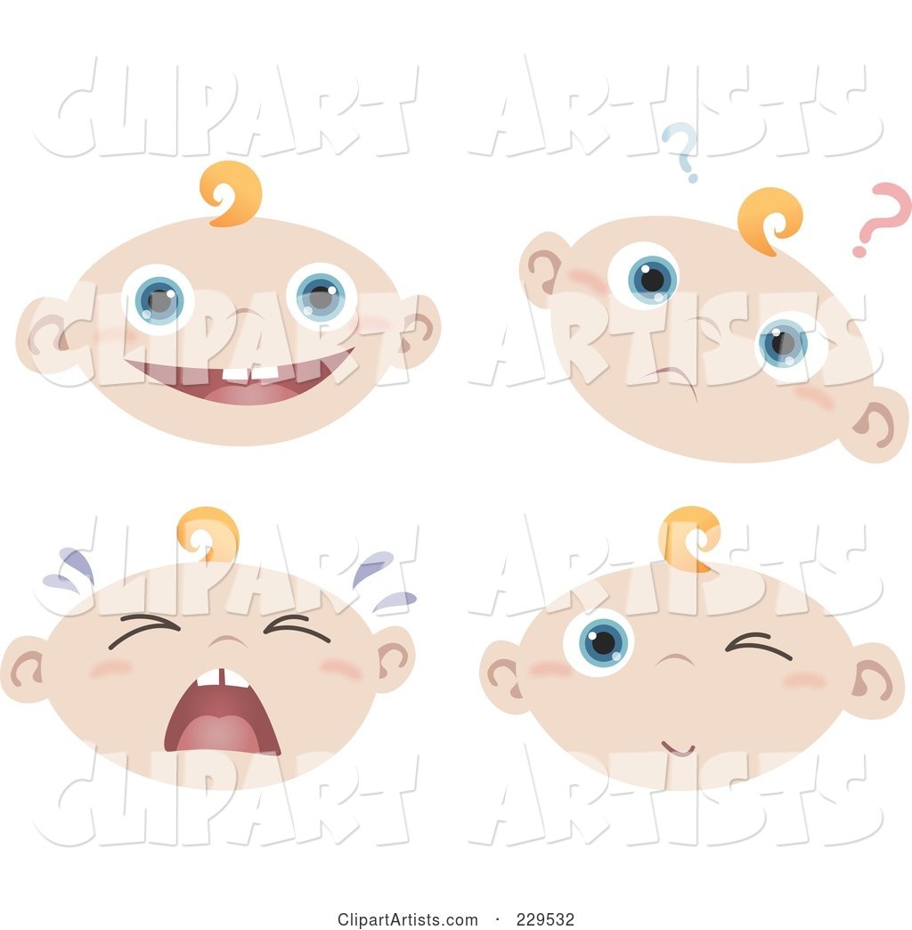 Digital Collage of Happy, Confused, Crying and Winking Baby Faces
