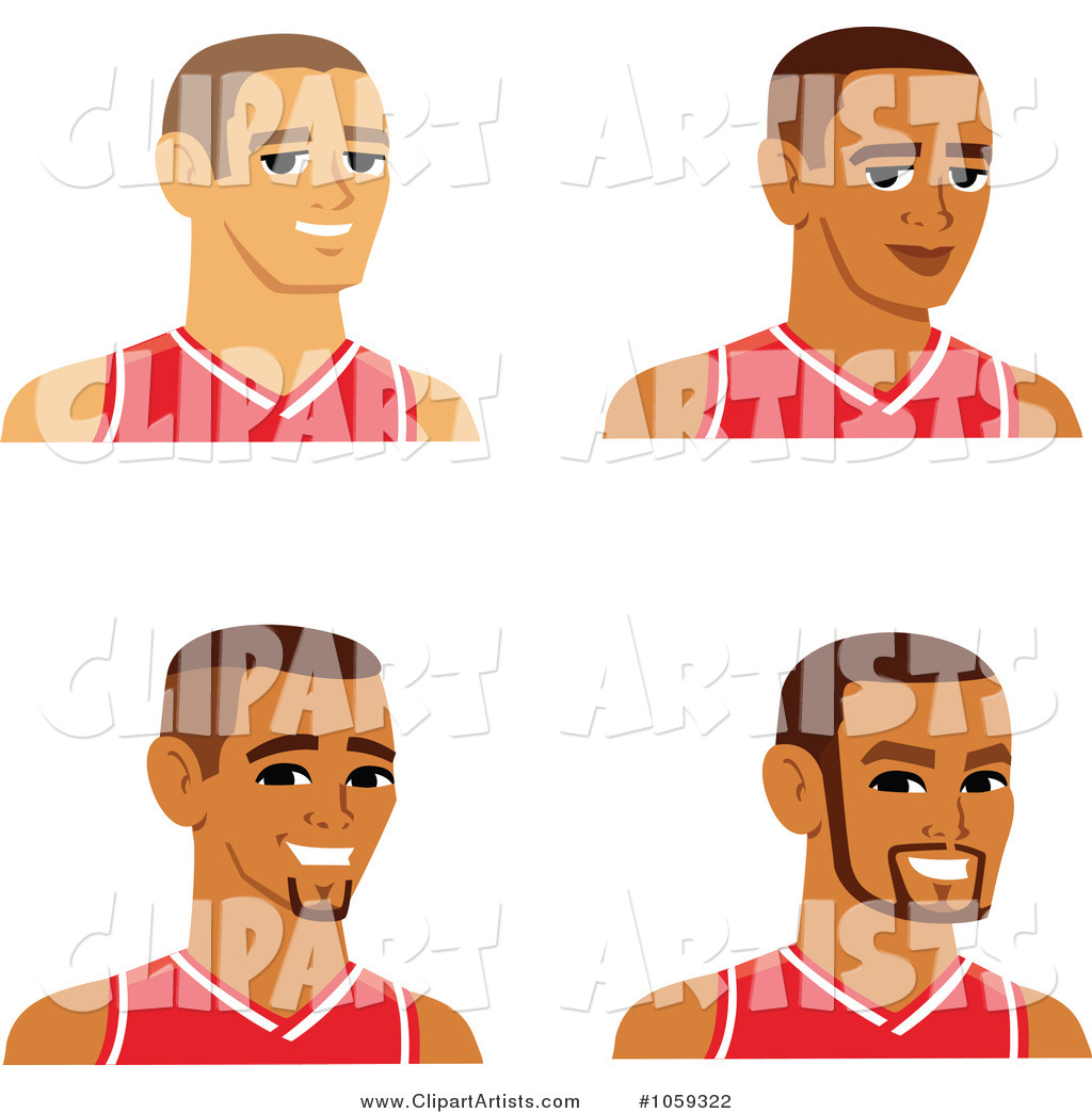 Digital Collage of Male Avatars Wearing Basketball Jerseys