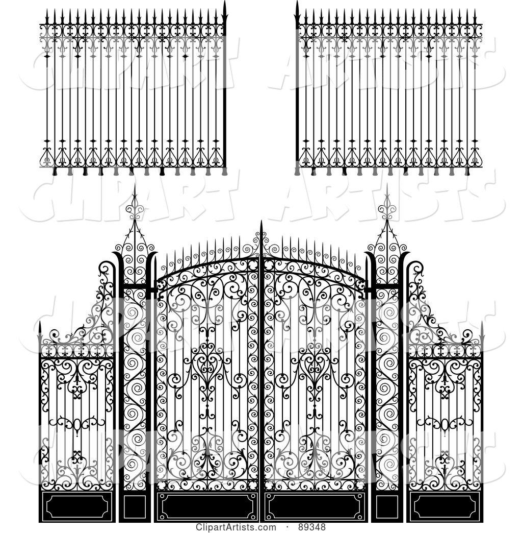 Digital Collage of Ornate Wrought Iron Fencing - Version 1