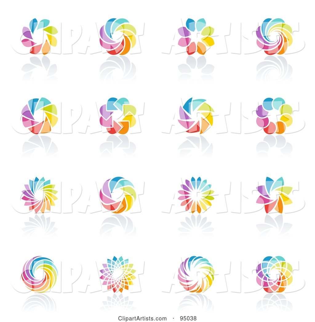 Digital Collage of Rainbow Circle Logo Designs or App Icons