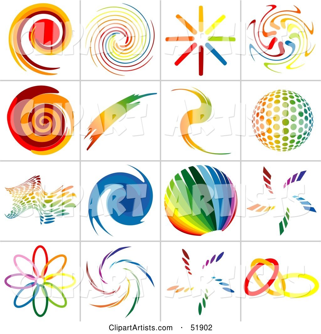 Digital Collage of Rainbow Logo Designs - Version 3