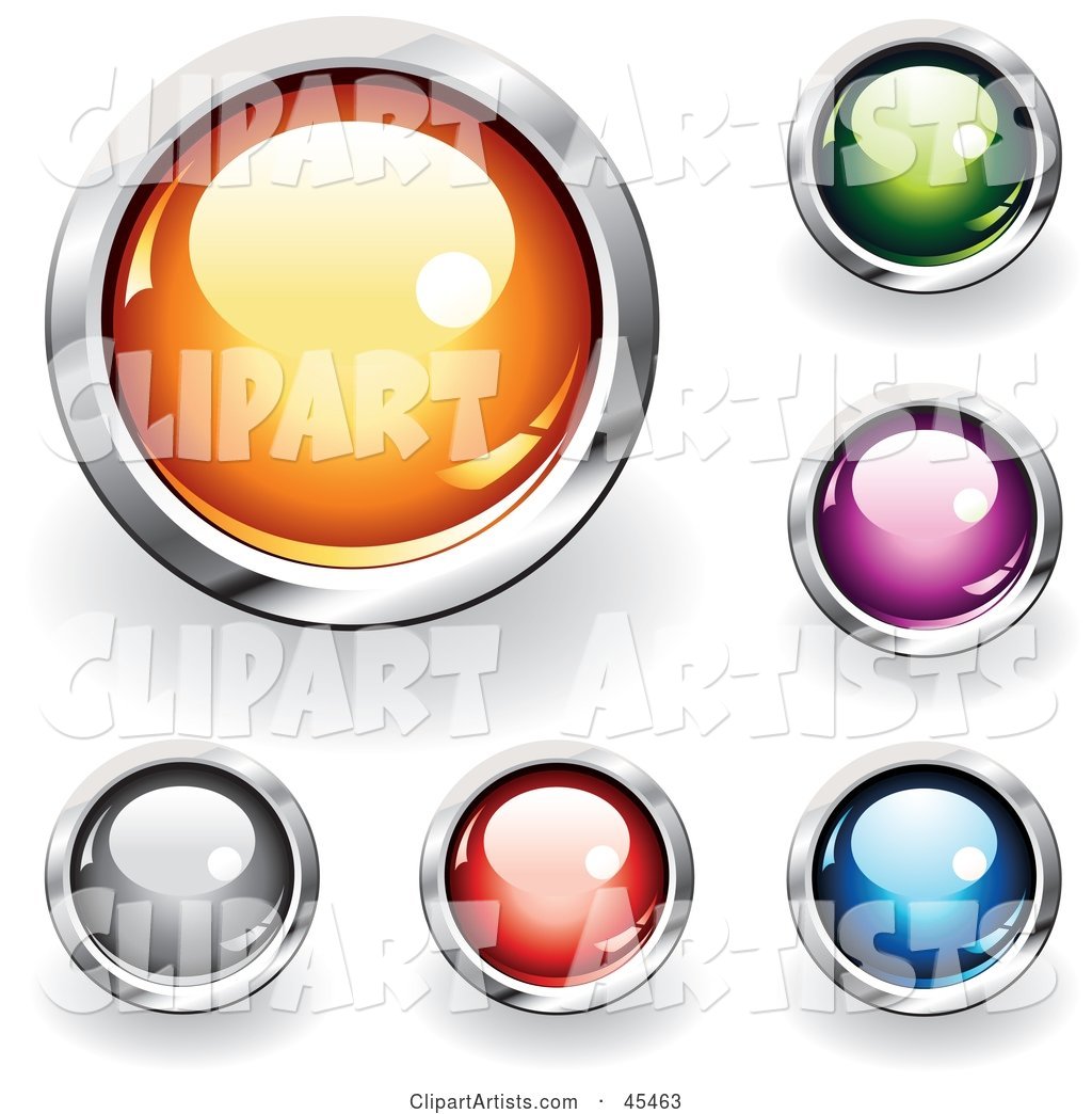 Digital Collage of Reflective Round Web Buttons