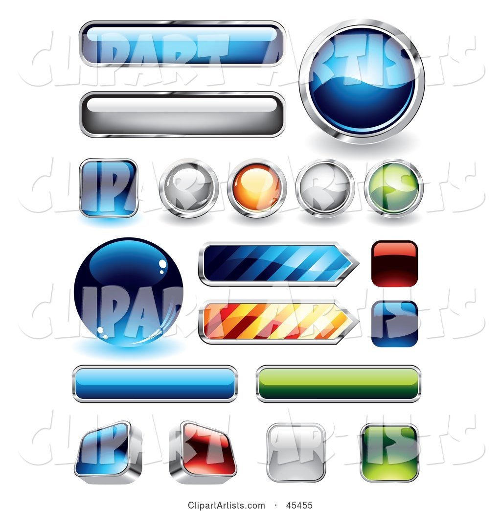 Digital Collage of Reflective Web Buttons
