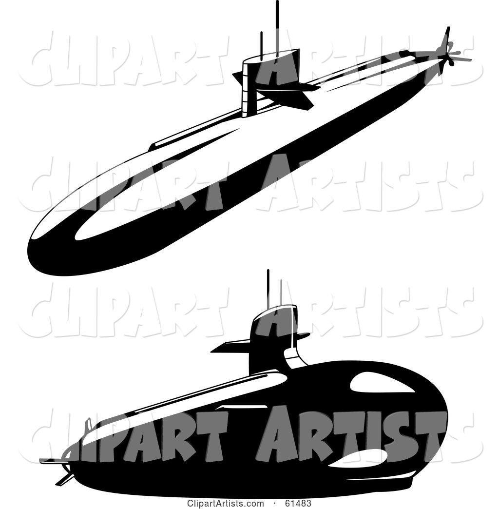 Digital Collage of Two Black and White Submarines