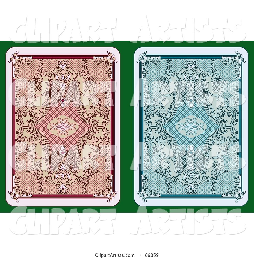 Digital Collage of Two Playing Card Back Side Designs - Version 2