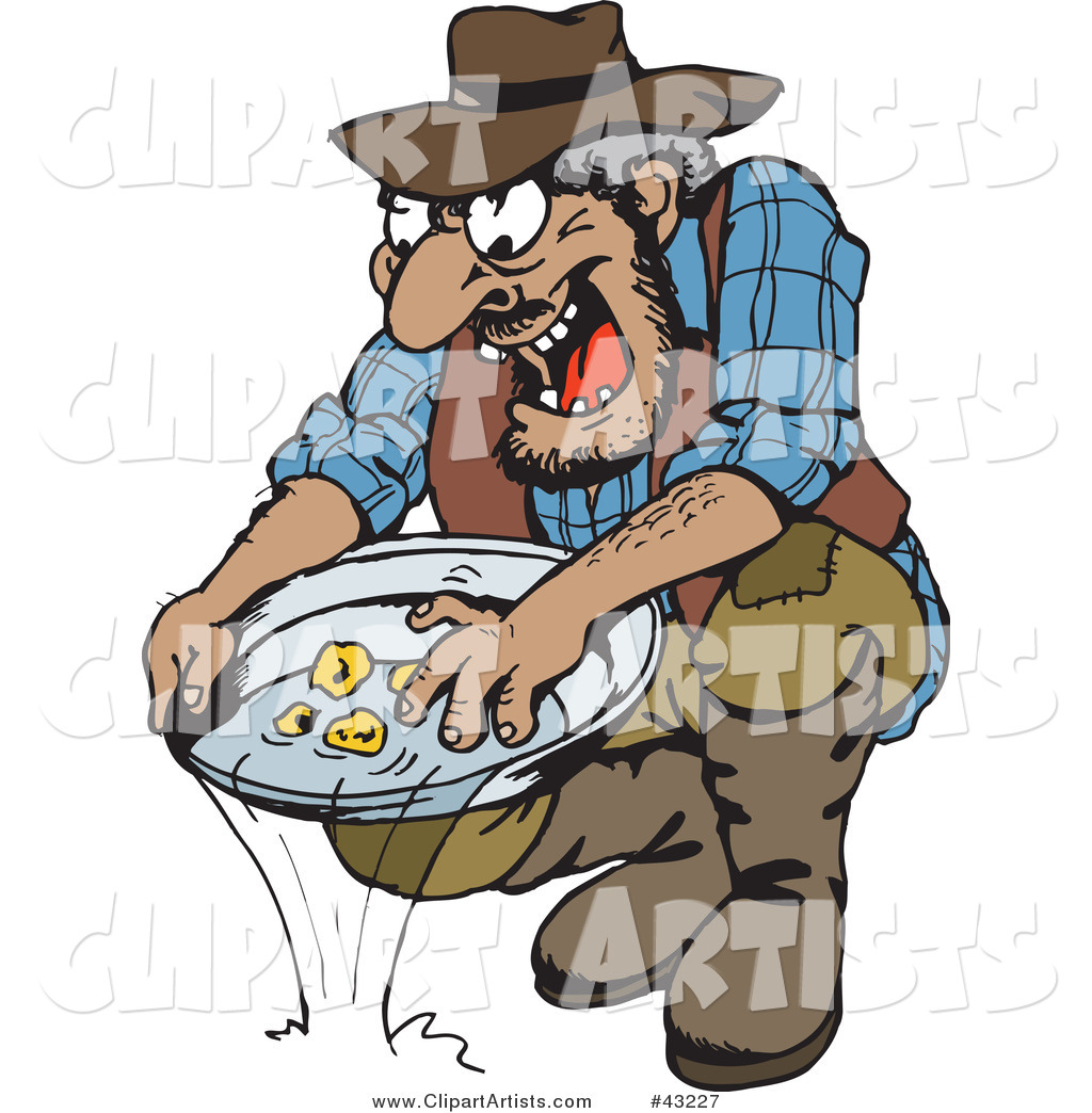 Dirty Old Gold Miner Finding Nuggets in His Tray