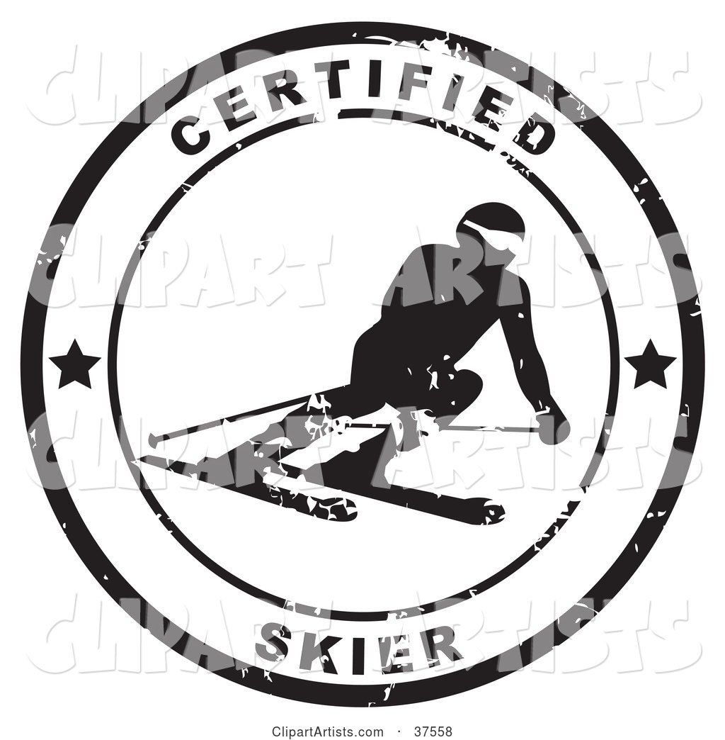 Distressed Black and White Certified Skier Seal