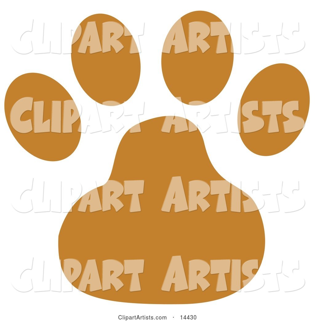 Dog Clip Art - Brown Dog Paw Print Clipart Illustration