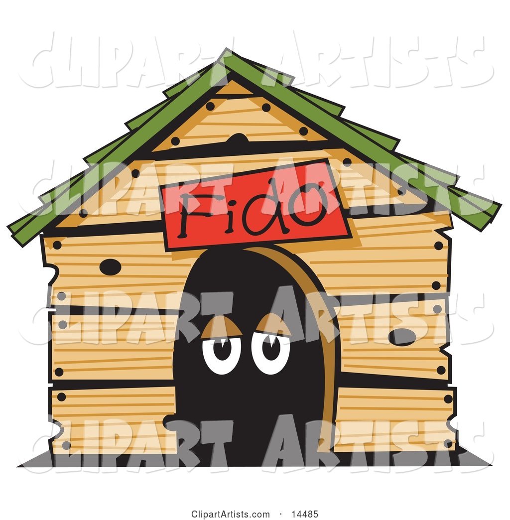 Dog's Eyes in a Dog House Clipart Illustration