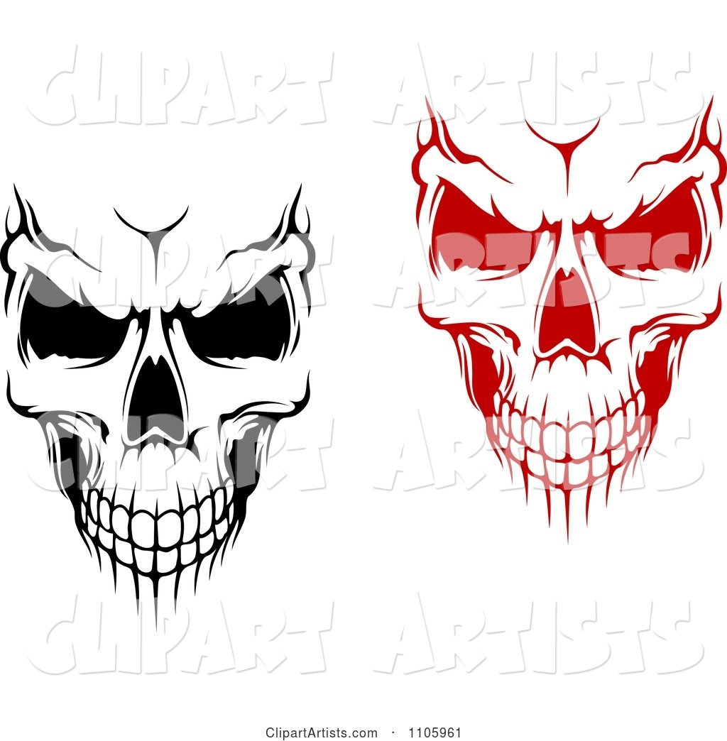 Evil Black and White and Red Skulls
