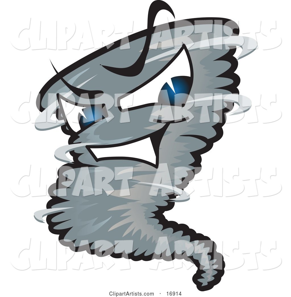 Evil Blue Eyed Dark Tornado Mascot Cartoon Character