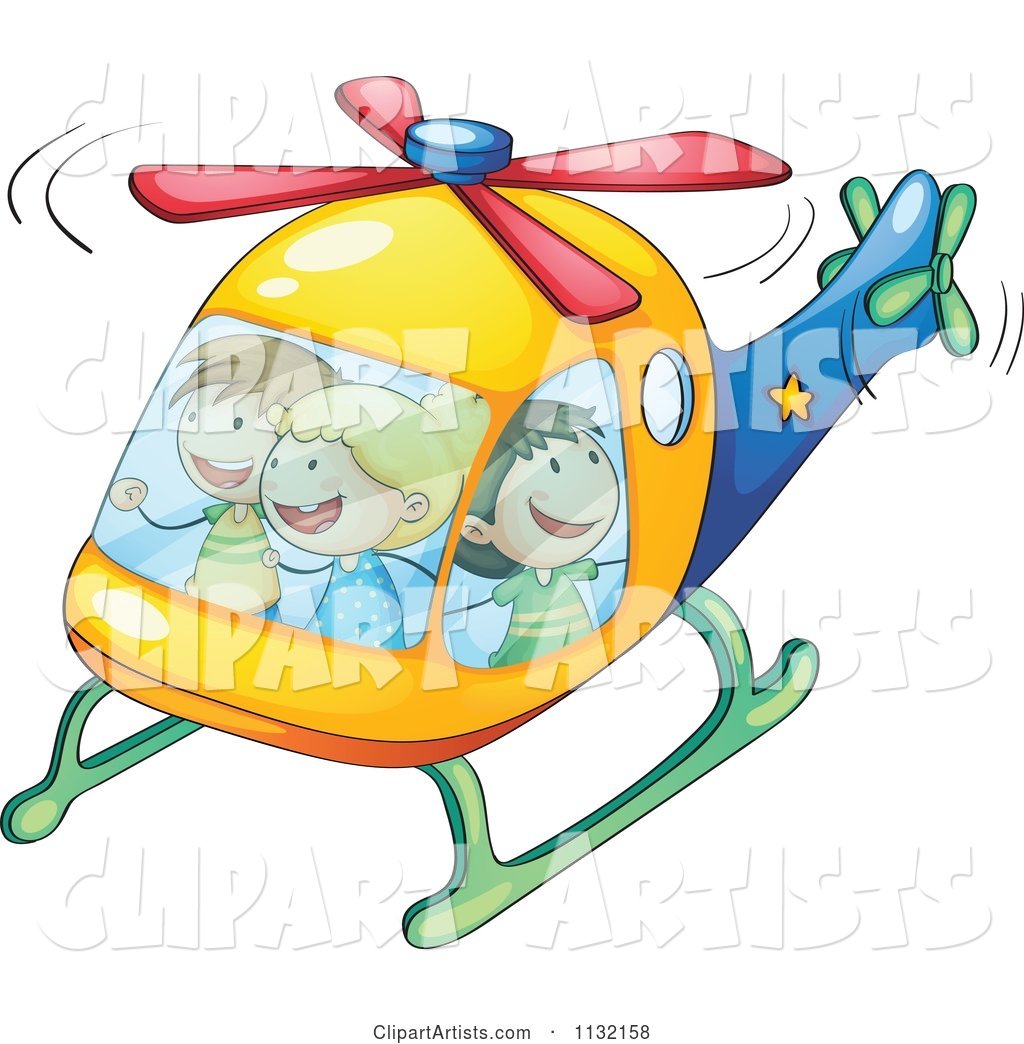 Excited Children in a Helicopter
