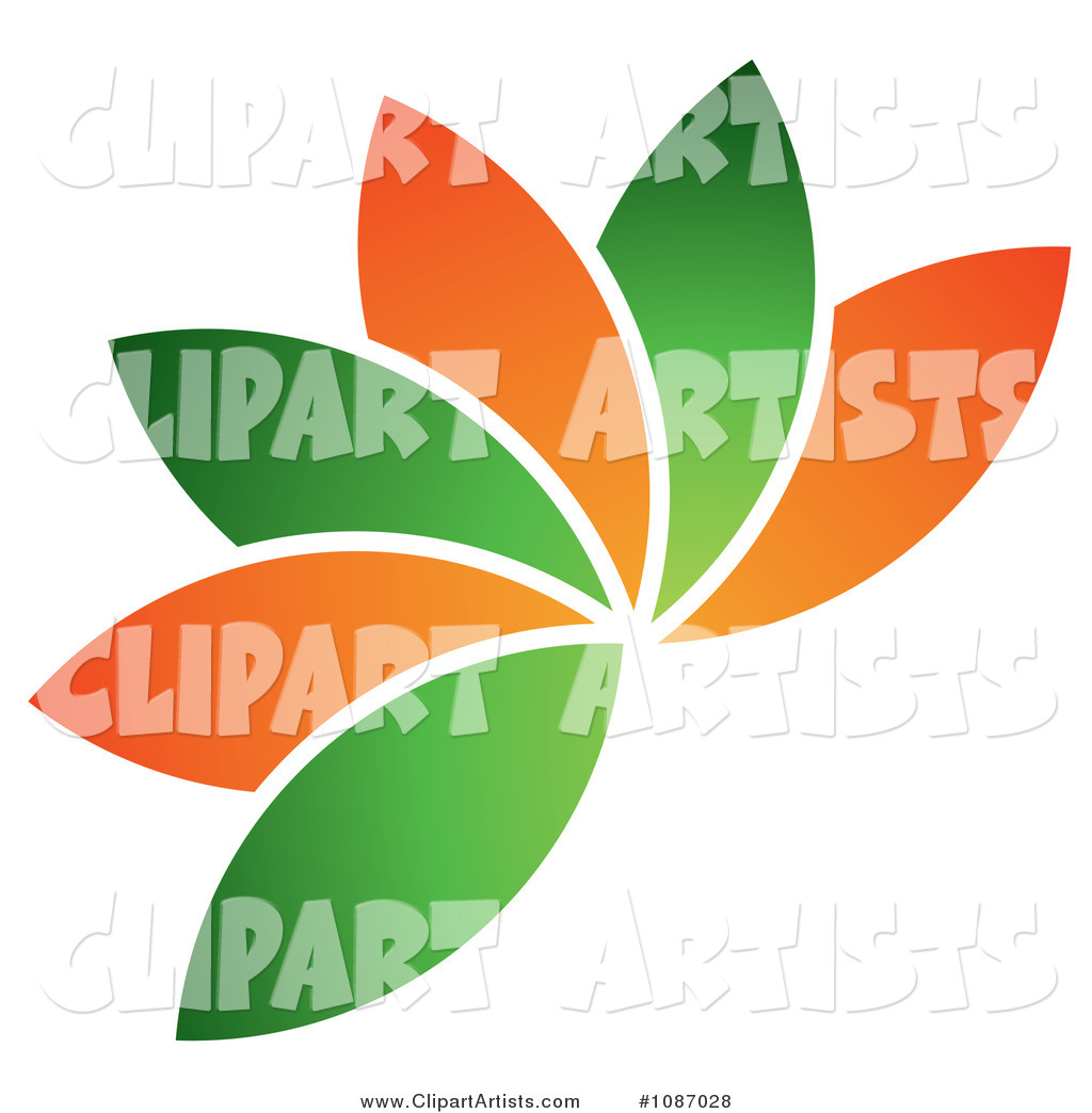 Fanned Orange and Green Leaves or Petals