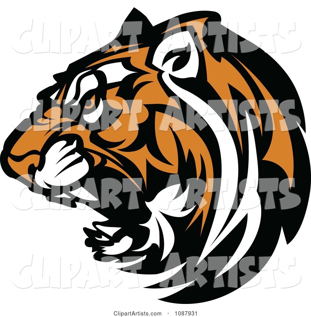 Fierce Growling Tiger Head Mascot