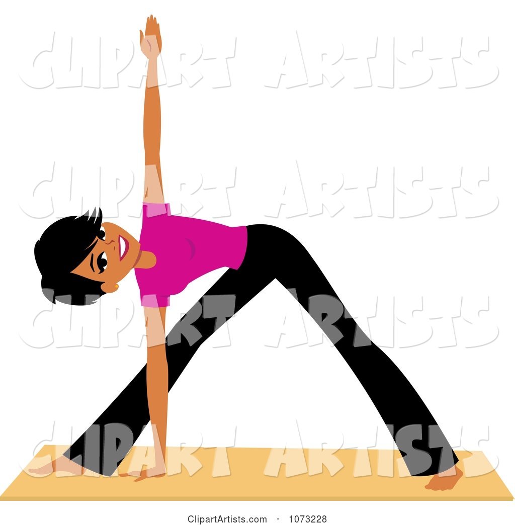 Fit Black Woman Doing Yoga Triangle Pose