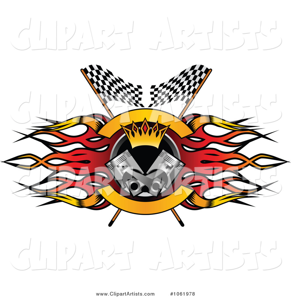 Flame, Flags and Piston Motor Sports Banner 2