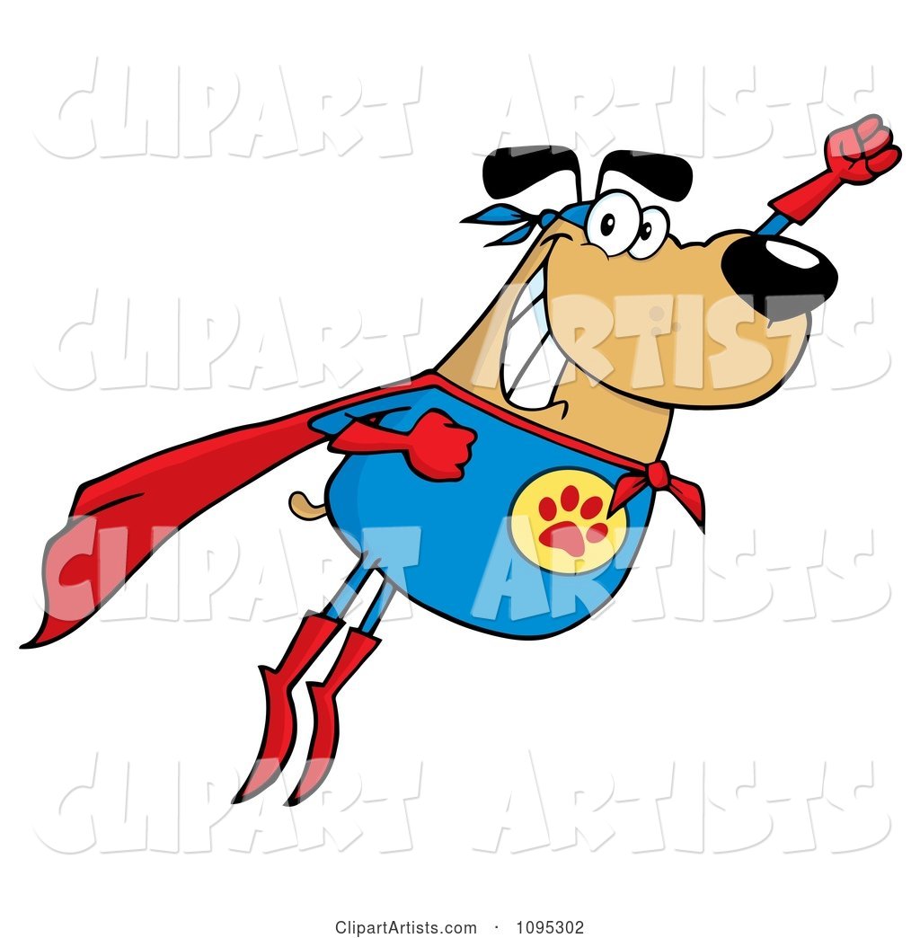 Flying Super Dog Flashing a Smile