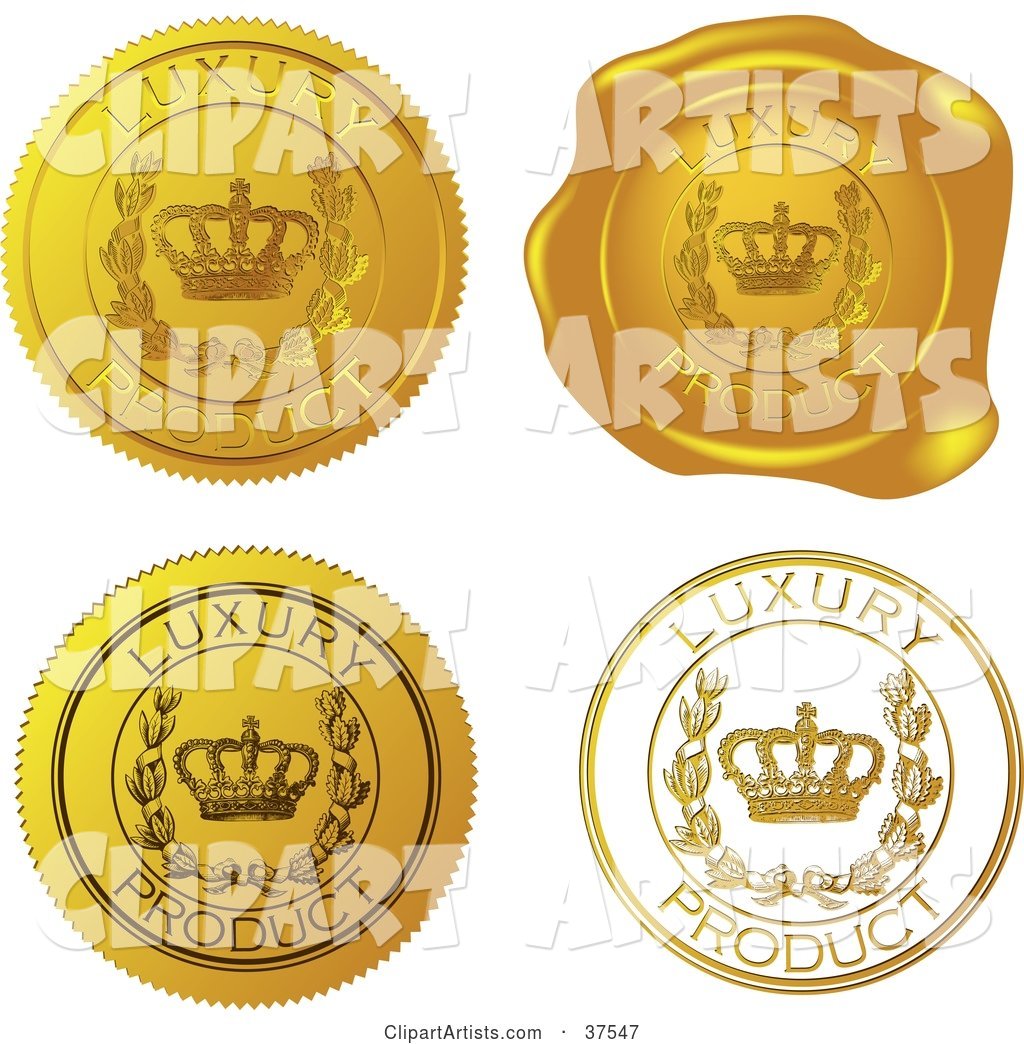 Four Gold Luxury Product Sticker and Wax Seals