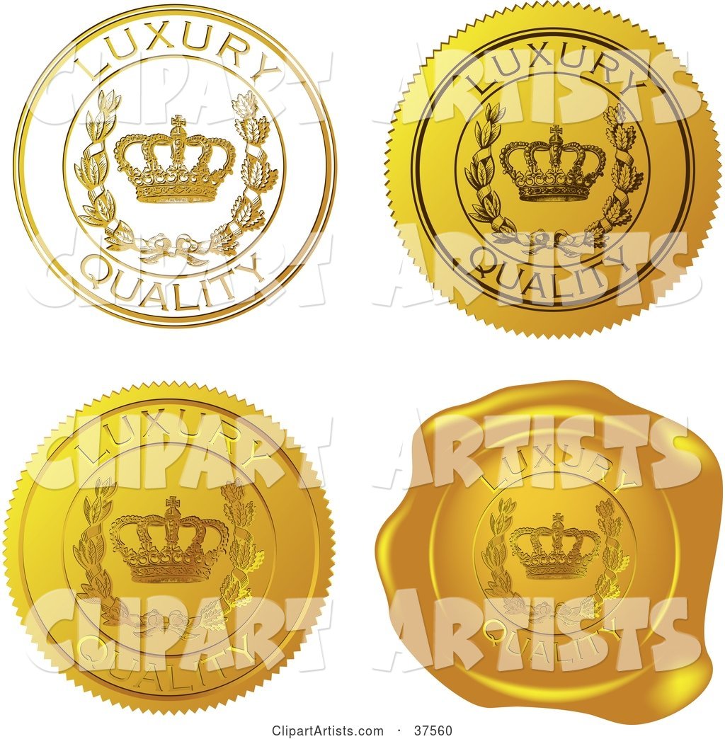 Four Gold Luxury Quality Sticker and Wax Seals