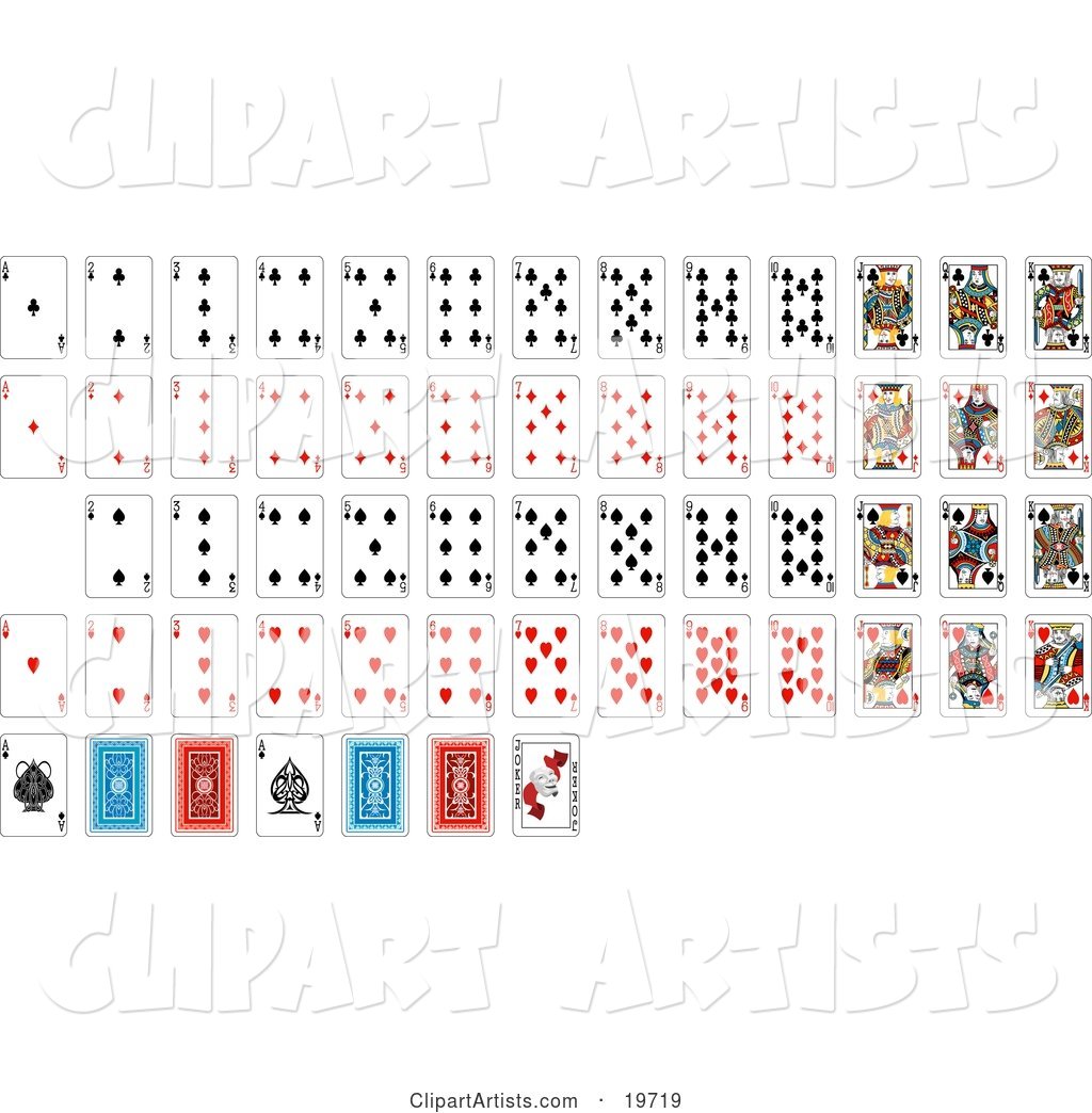 Full Set of Playing Cards with Details of the Back Sides