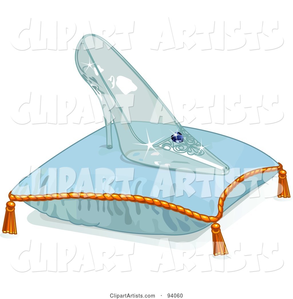 Glass Slipper on a Blue Pillow