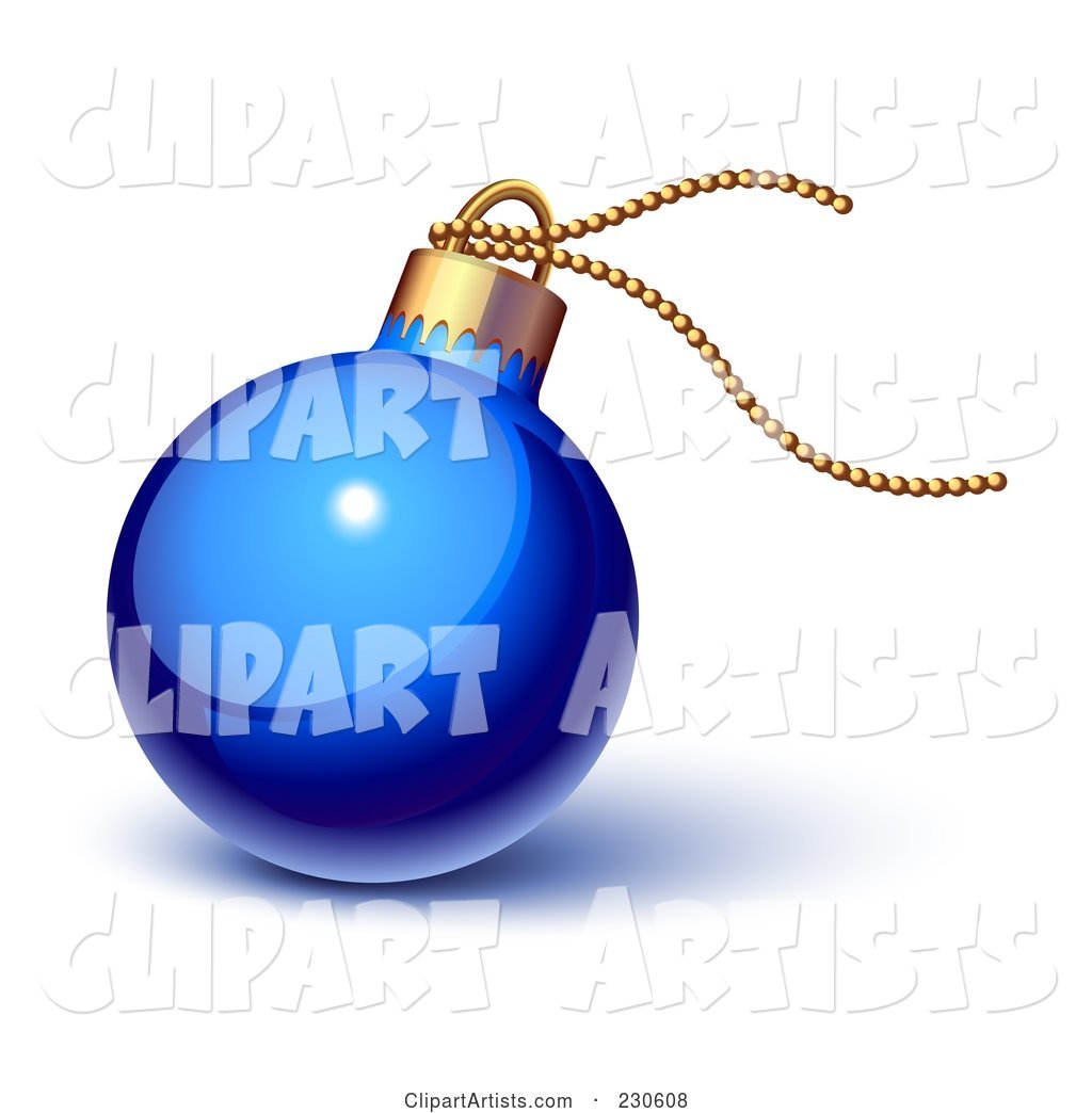 Glossy Blue Christmas Ornament with Gold String