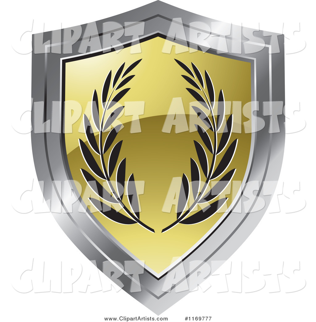 Gold and Chrome Shield with Olive Branches