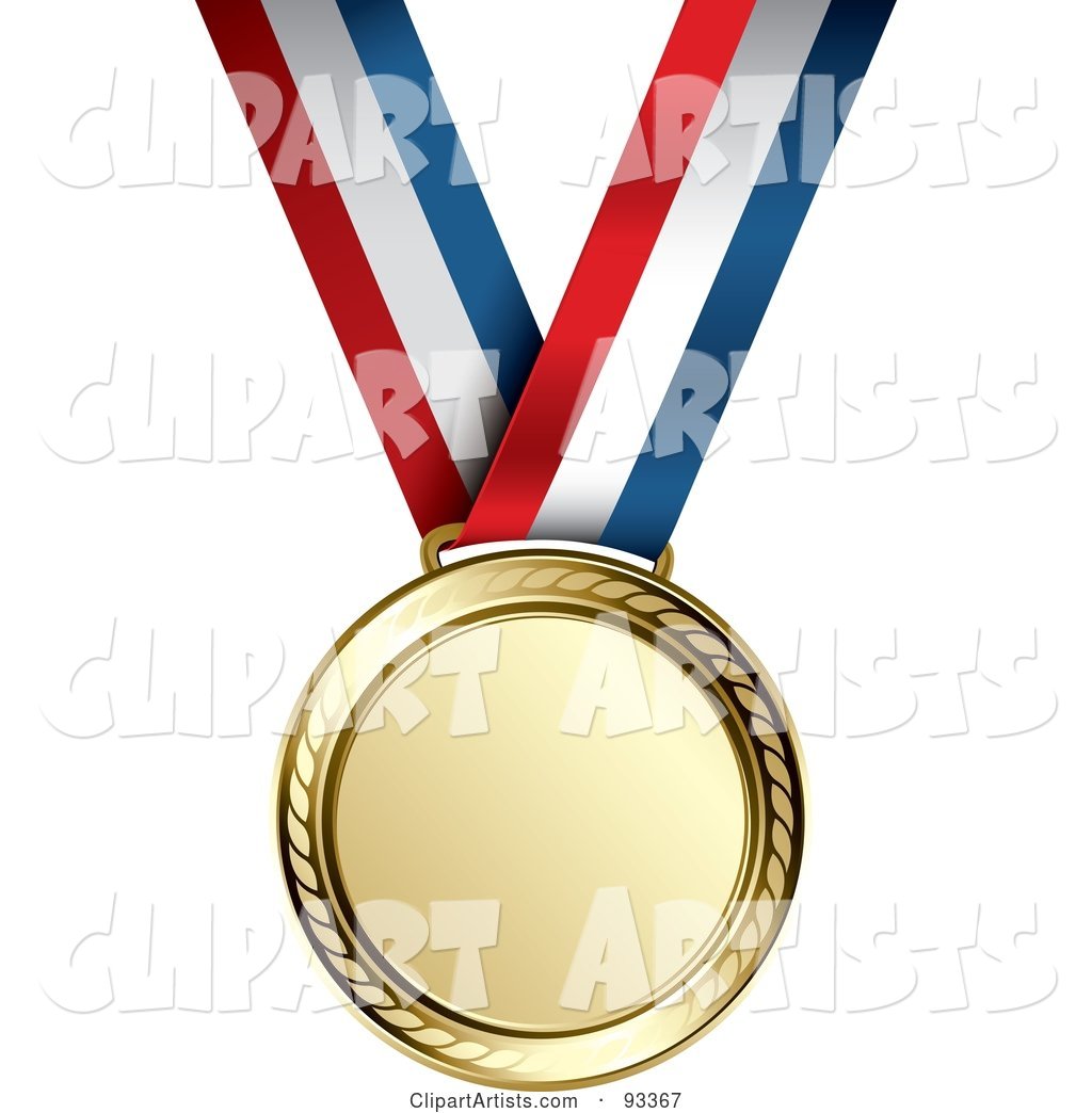 Gold Medal Award on a Red, White and Blue Ribbon