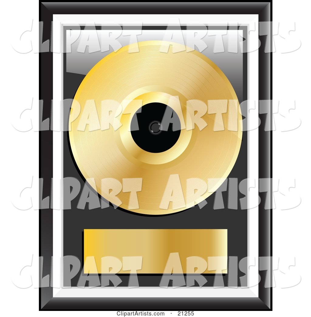 Gold Music Disc Framed with a Blank Label