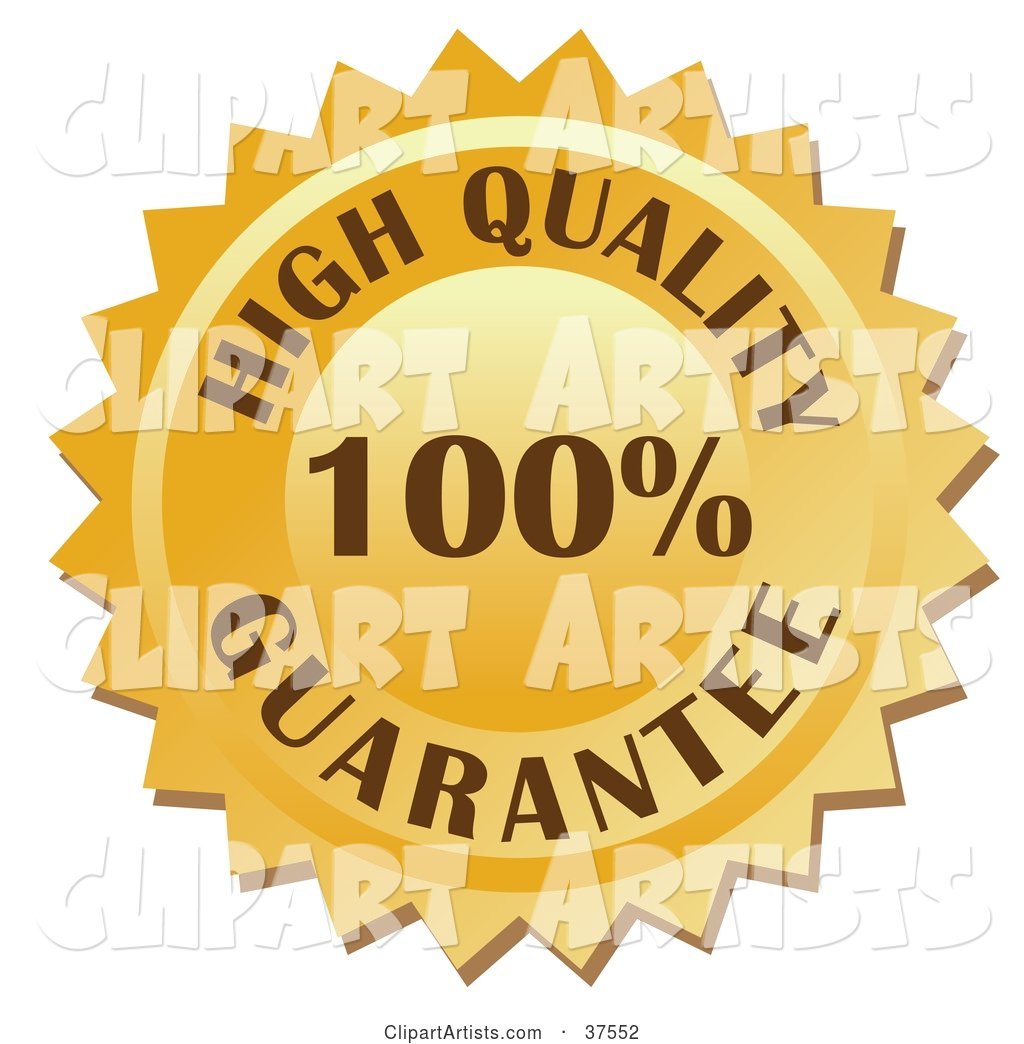 Golden 100 Percent High Quality Guarantee Stamp