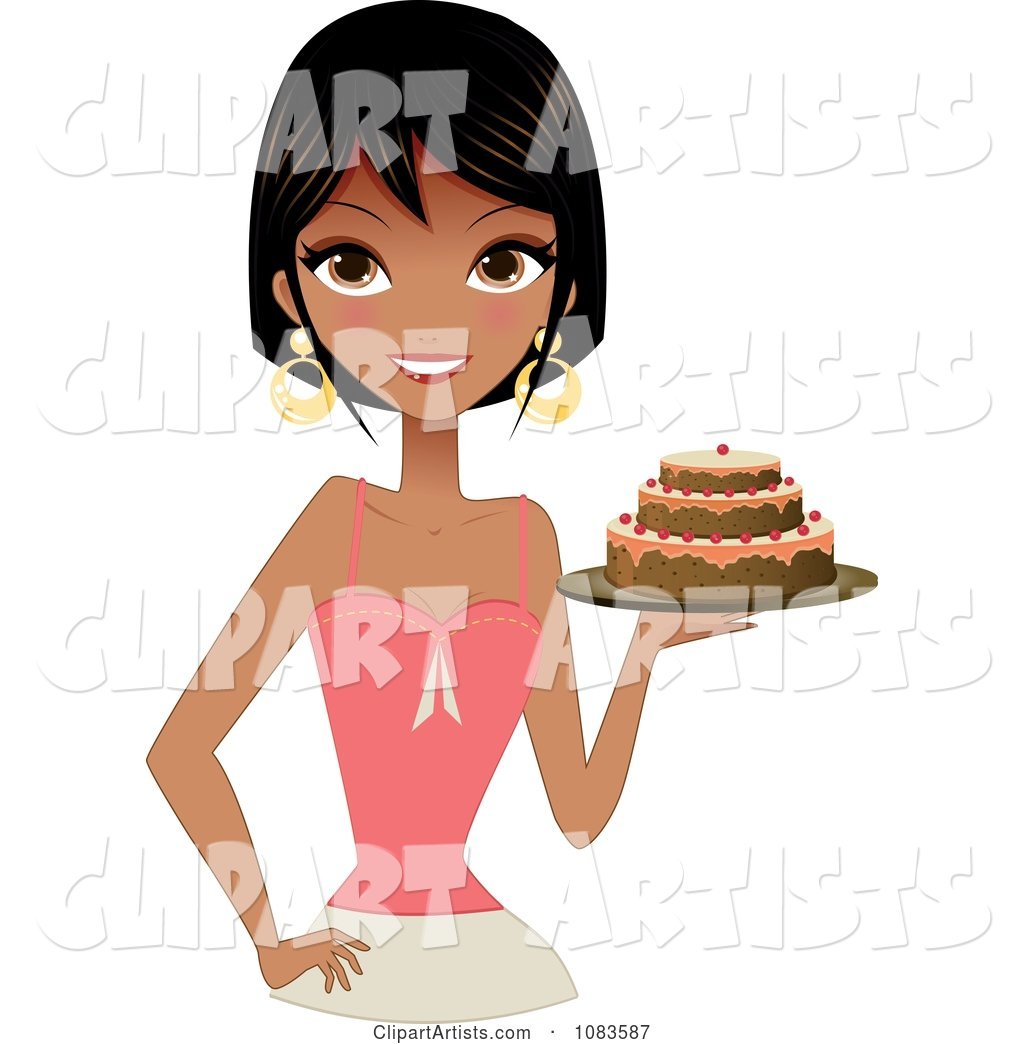 Gorgeous Black Woman Holding a Cake