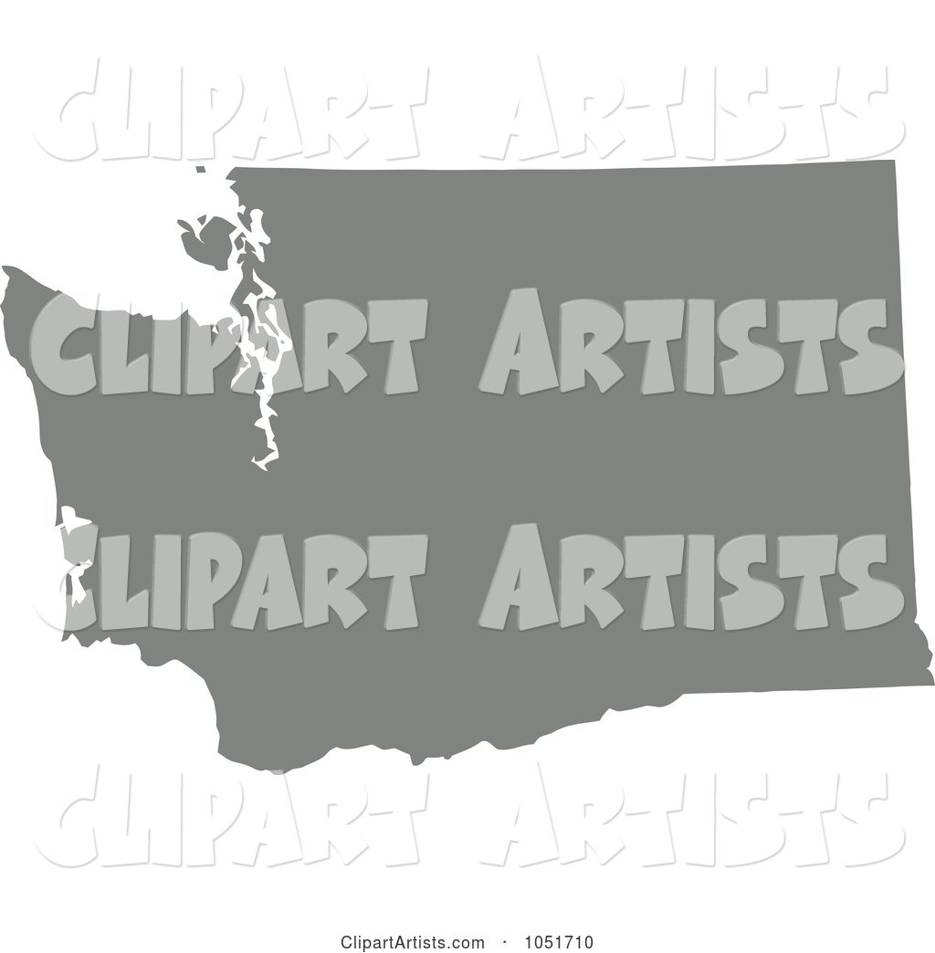 Gray Silhouetted Shape of the State of Washington, United States