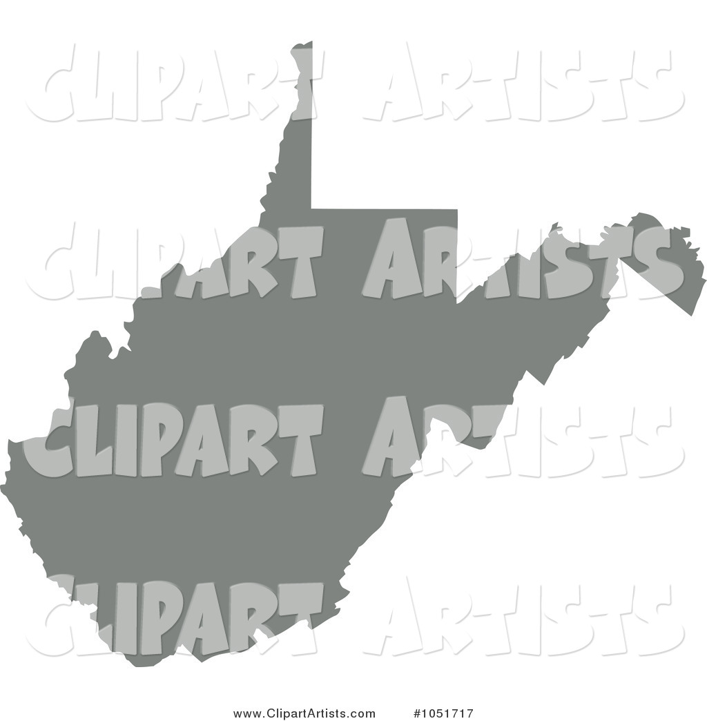 Gray Silhouetted Shape of the State of West Virginia, United States