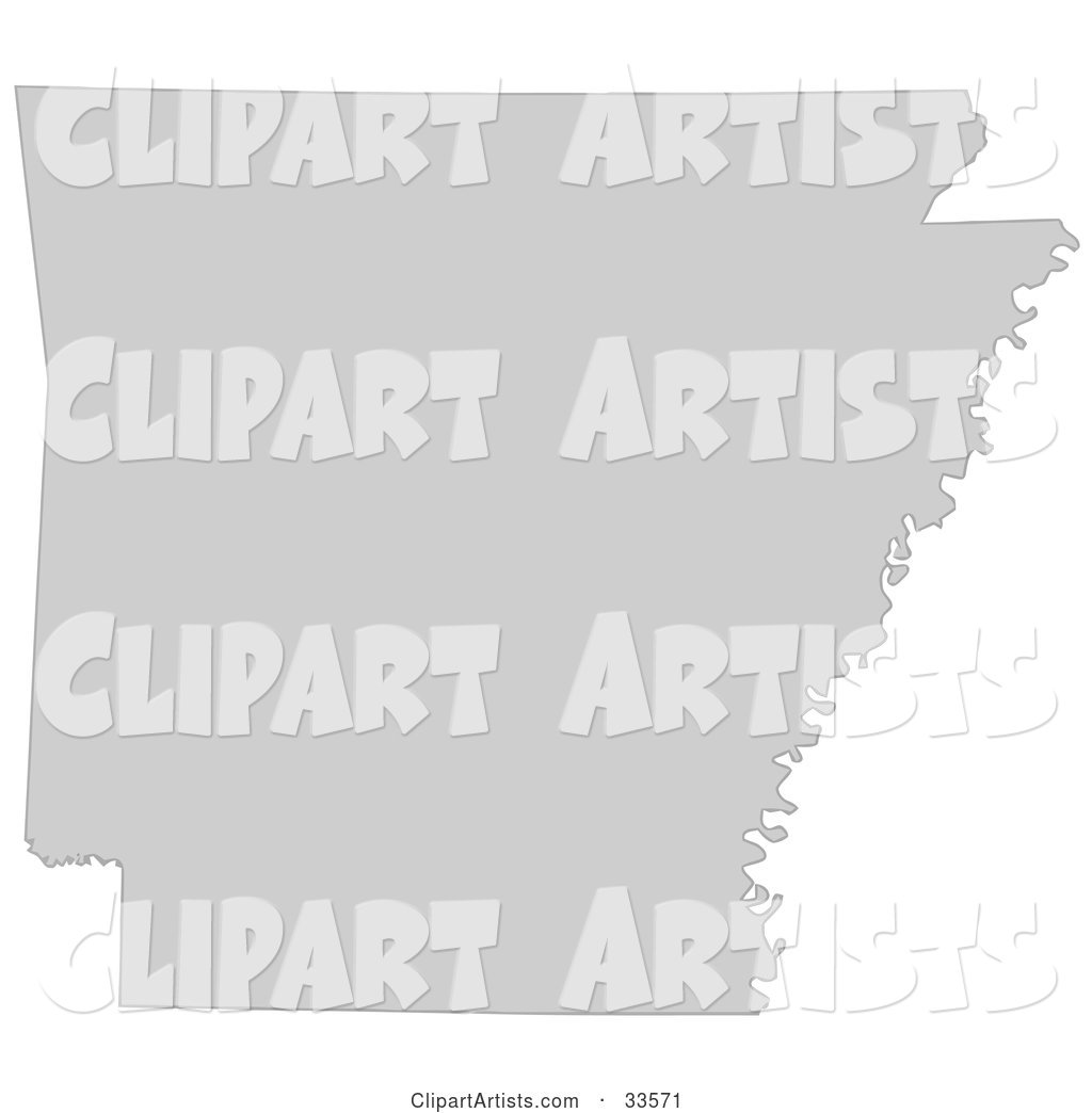 Gray State Silhouette of Arkansas, United States, on a White Background