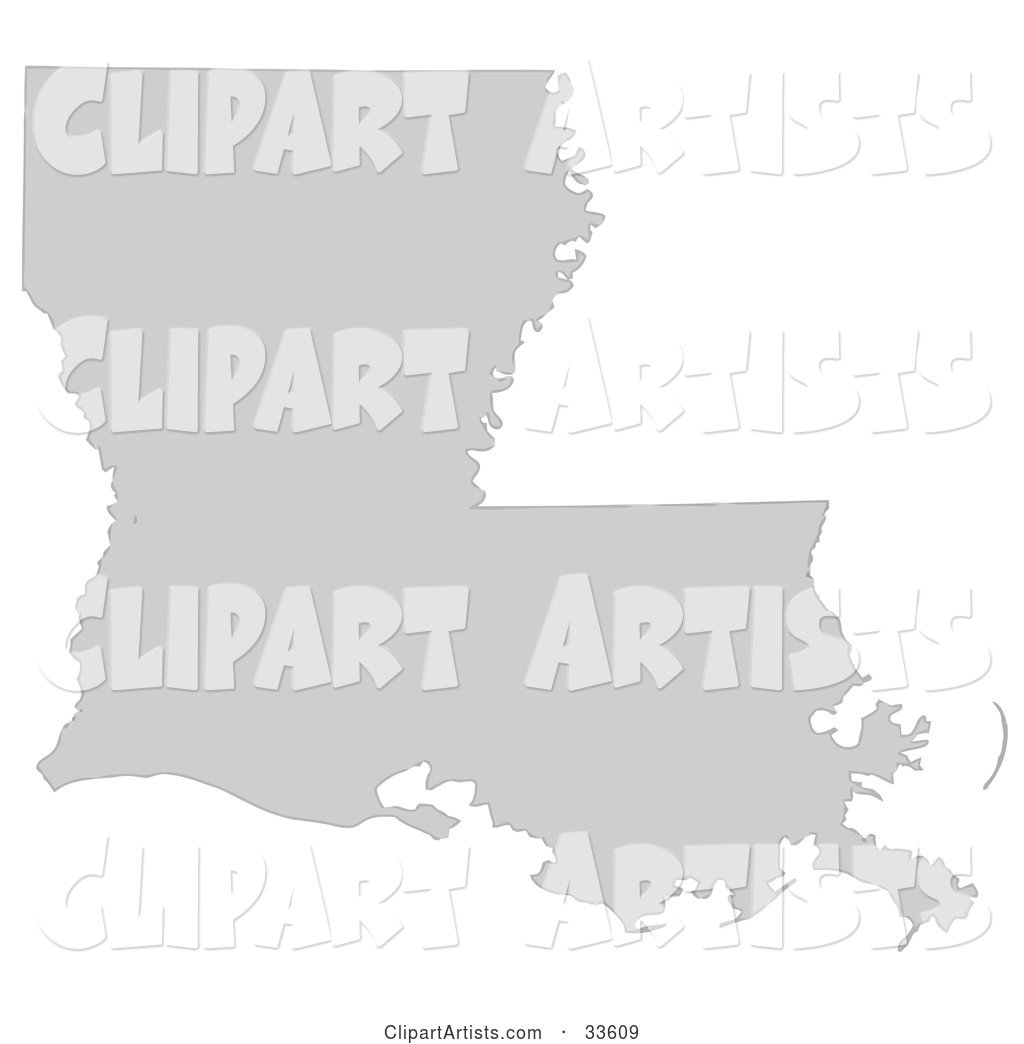 Gray State Silhouette of Louisiana, United States, on a White Background