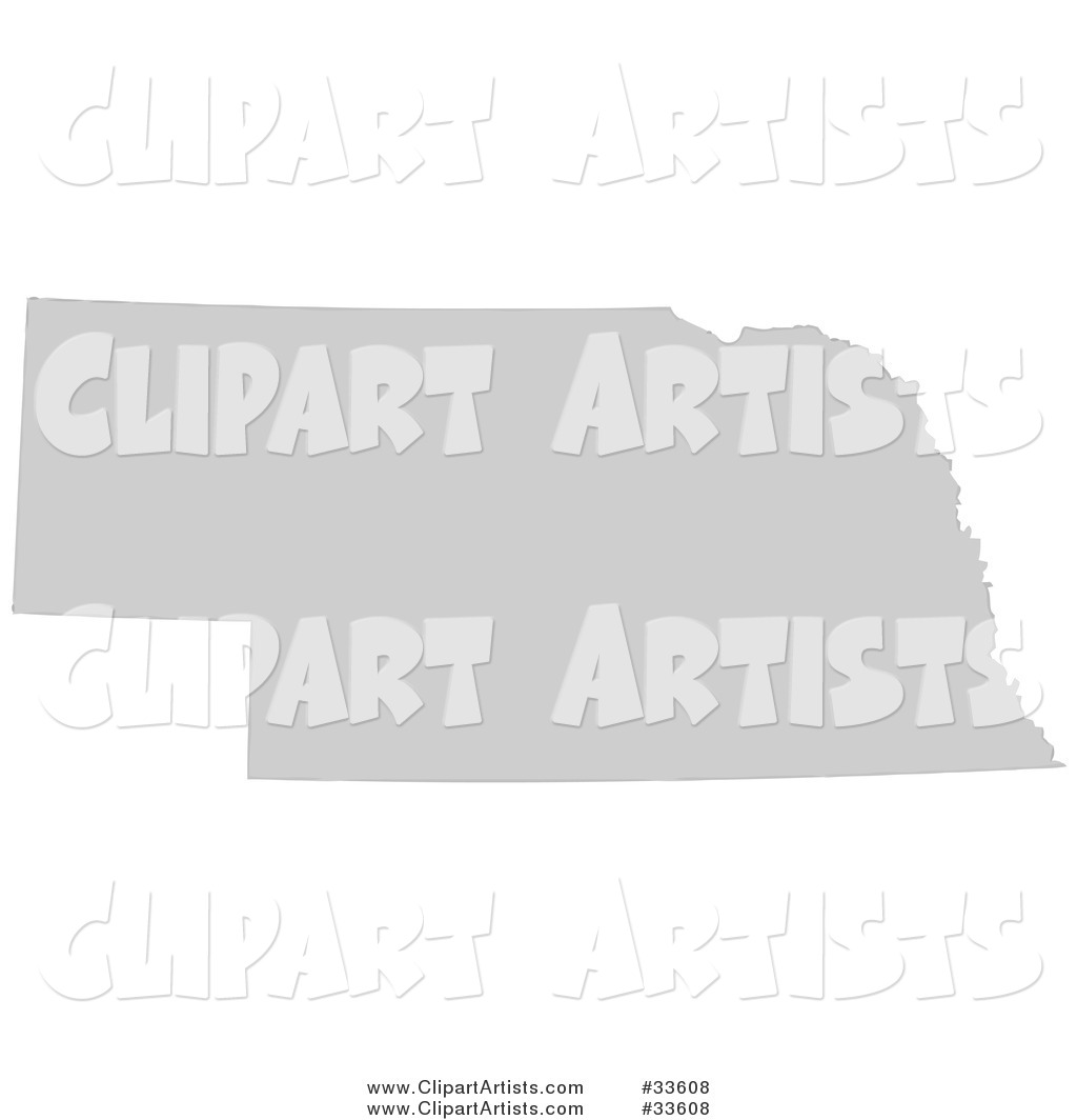 Gray State Silhouette of Nebraska, United States, on a White Background