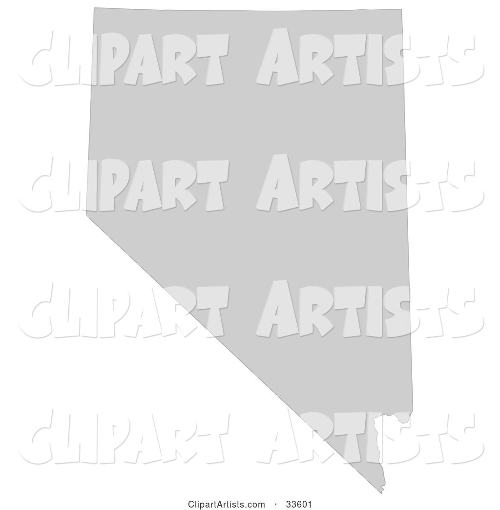 Gray State Silhouette of Nevada, United States, on a White Background