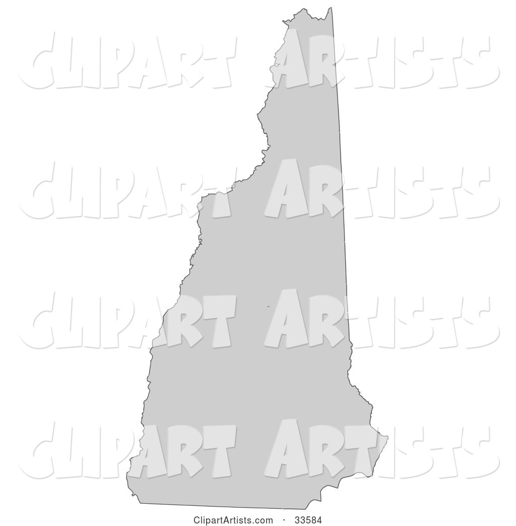 Gray State Silhouette of New Hampshire, United States, on a White Background