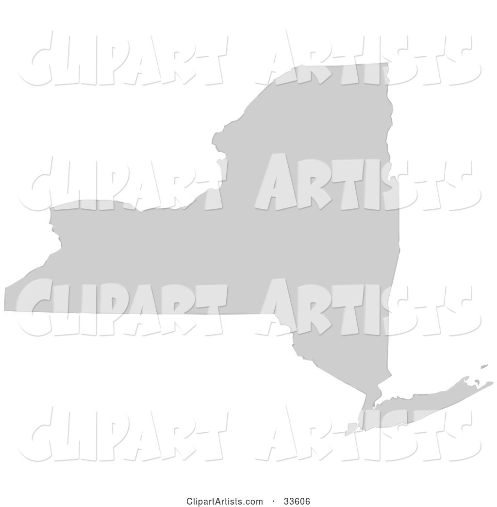 Gray State Silhouette of New York, United States, on a White Background