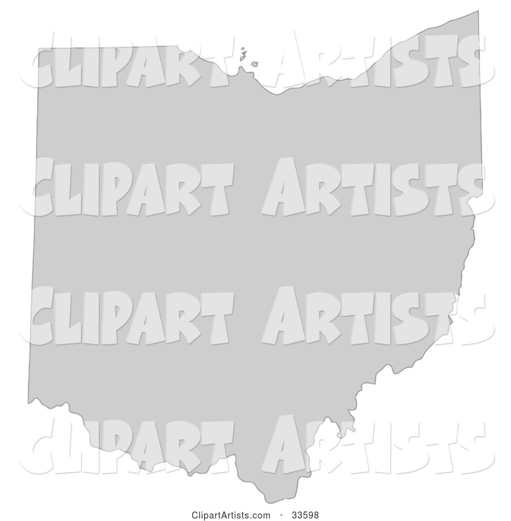 Gray State Silhouette of Ohio, United States, on a White Background