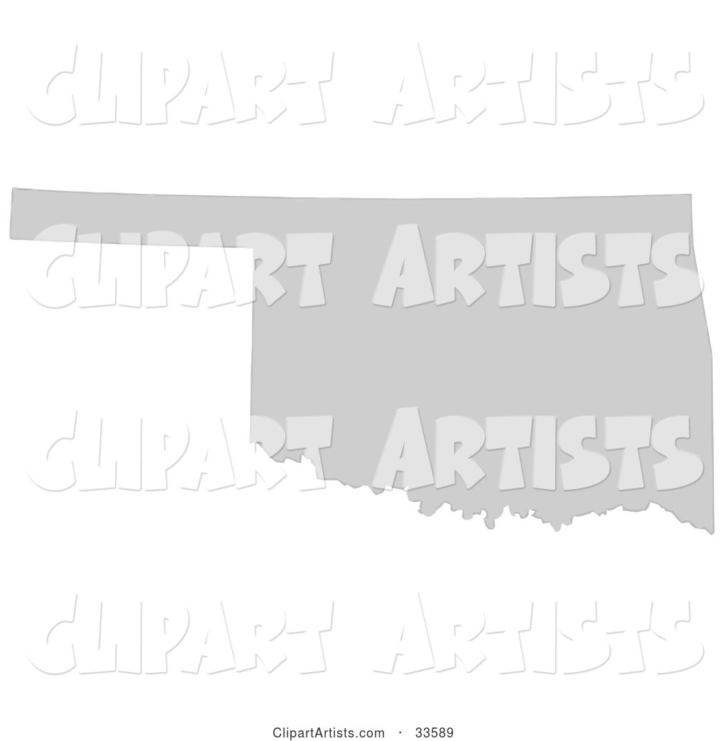 Gray State Silhouette of Oklahoma, United States, on a White Background