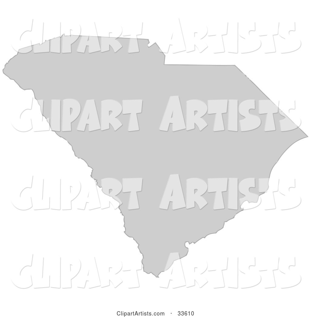 Gray State Silhouette of South Carolina, United States, on a White Background