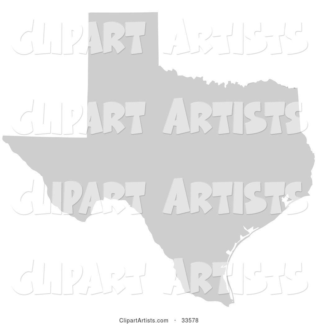 Gray State Silhouette of Texas, United States, on a White Background