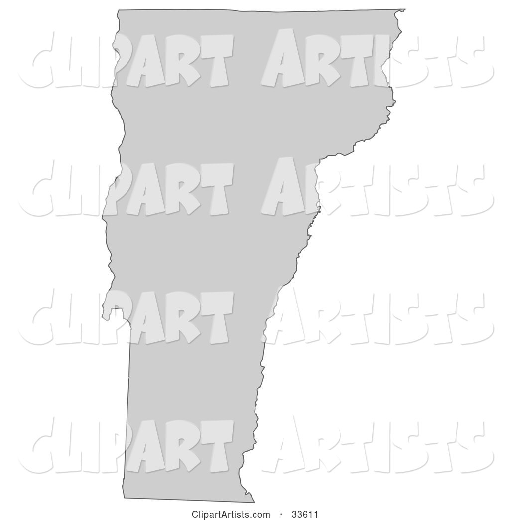 Gray State Silhouette of Vermont, United States, on a White Background