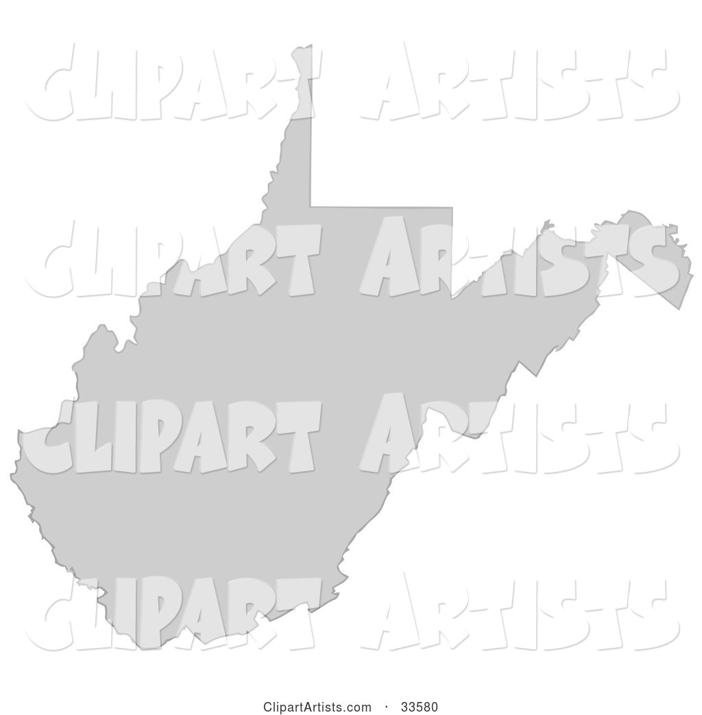 Gray State Silhouette of West Virginia, United States, on a White Background