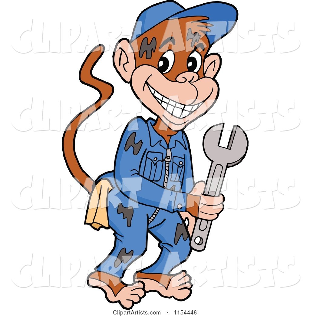 Grease Monkey Mechanic Holding a Wrench