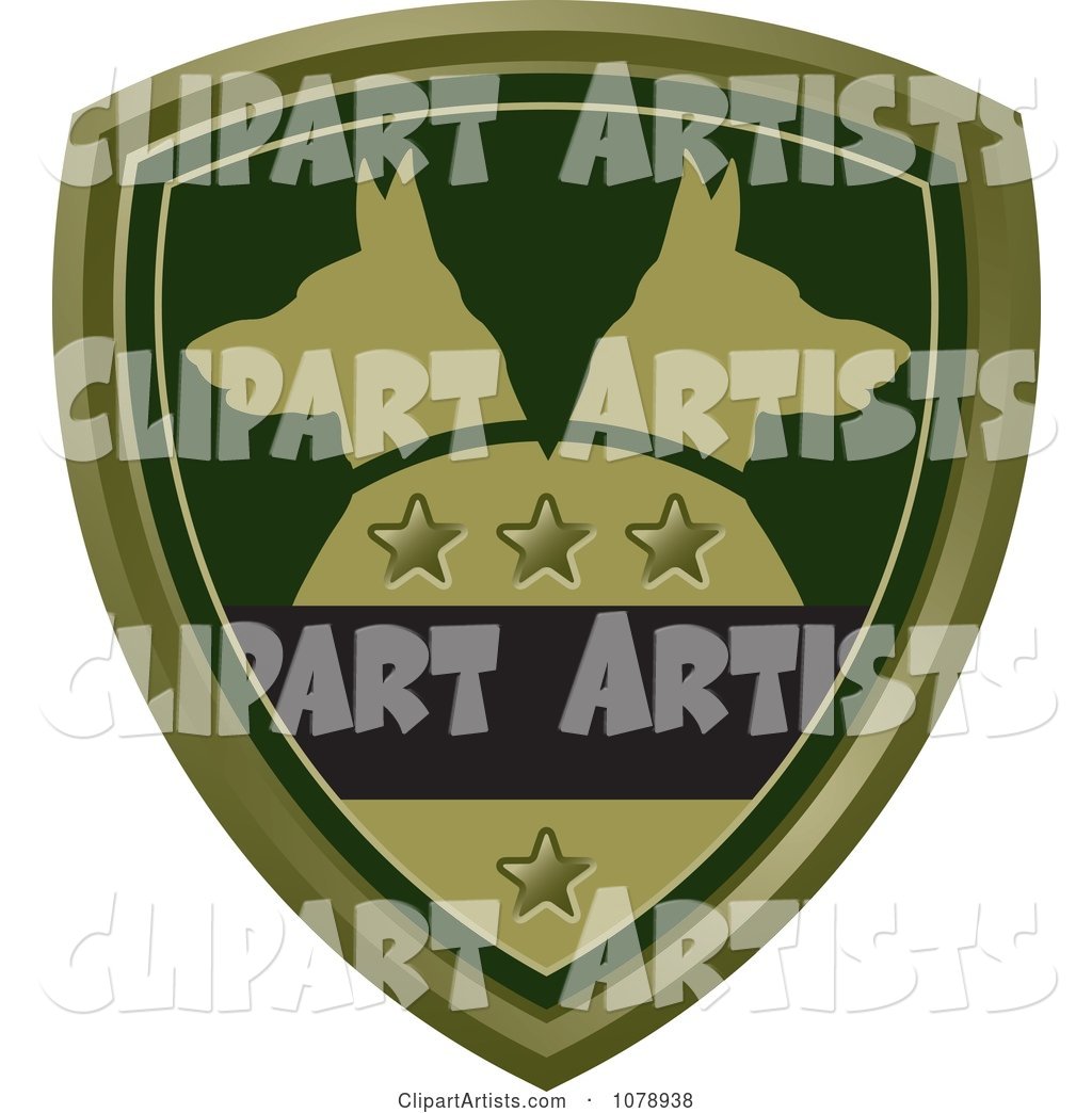 Green Alsatian Dog Shield Logo