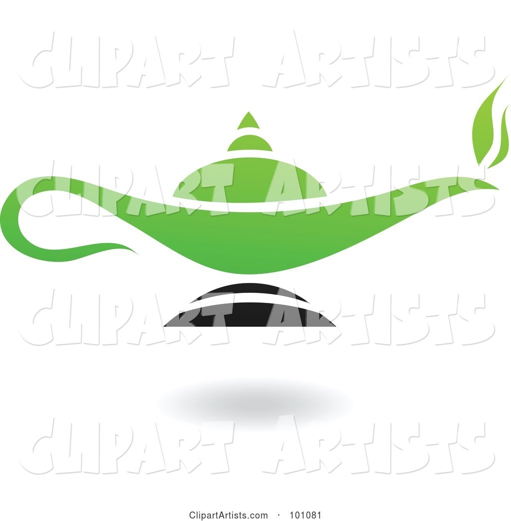 Green and Black Magic Lamp Logo Icon